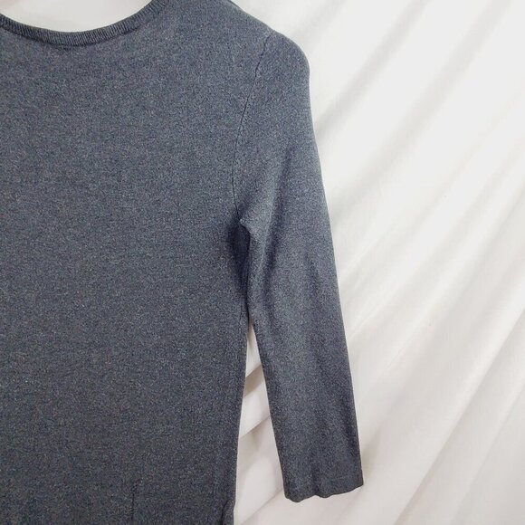 French Connection Women's Gray Sweater Dress Knit Scoop Neck 3/4 Sleeve Size 4 - Picture 4 of 6